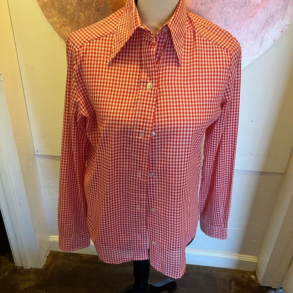 Vintage 70’s red and white,gingham blouse.
